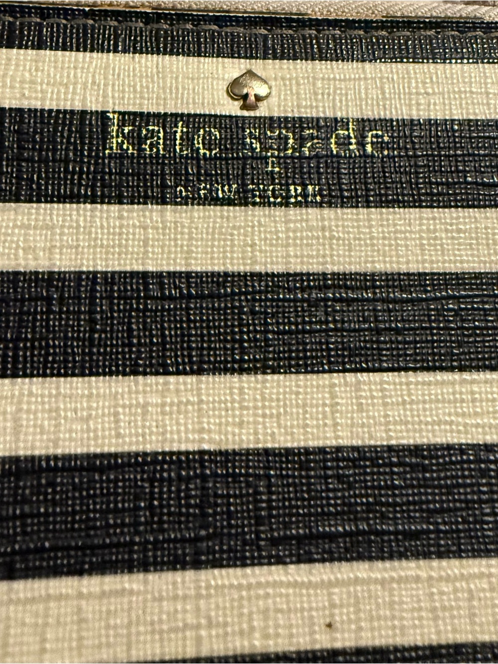 kate spade Black and Cream Striped Wallet with Gold Spade Accent - Picture 2 of 6